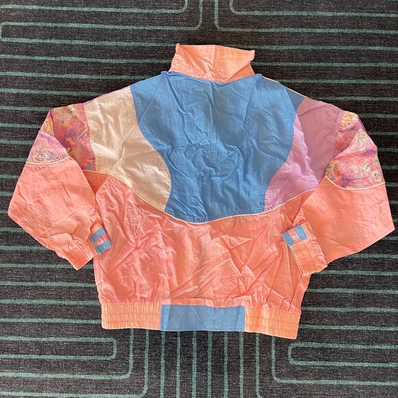 Vintage Athletic Works 80s 90s Pastel Full-Zip Windbreaker Jacket - Picture 6 of 7